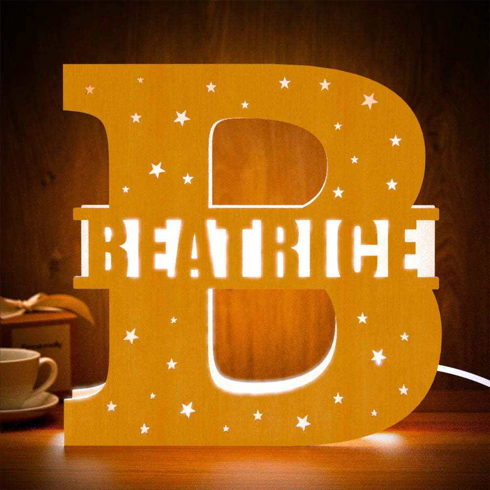 Personalisierter Anfangsname Aus Holz Nachtlicht Custom Letter Lamp Room Decor - meinemondlampe