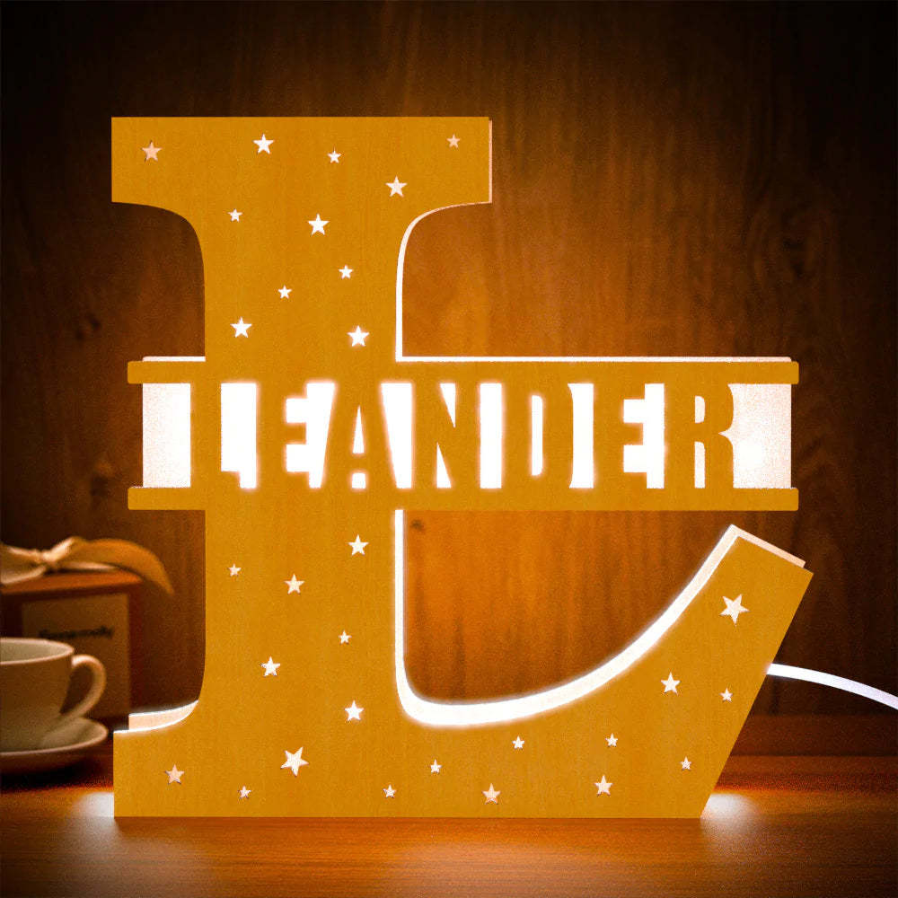 Personalisierter Anfangsname Aus Holz Nachtlicht Custom Letter Lamp Room Decor - meinemondlampe