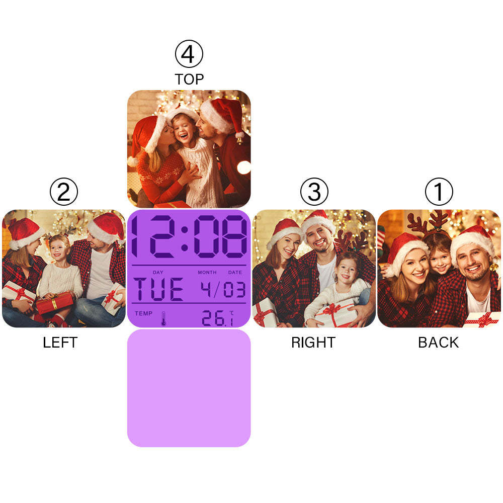 Personalisierter Foto-Wecker Haus Dekoration Multi Foto Bunte Lichter Geschenke Für die Familie
