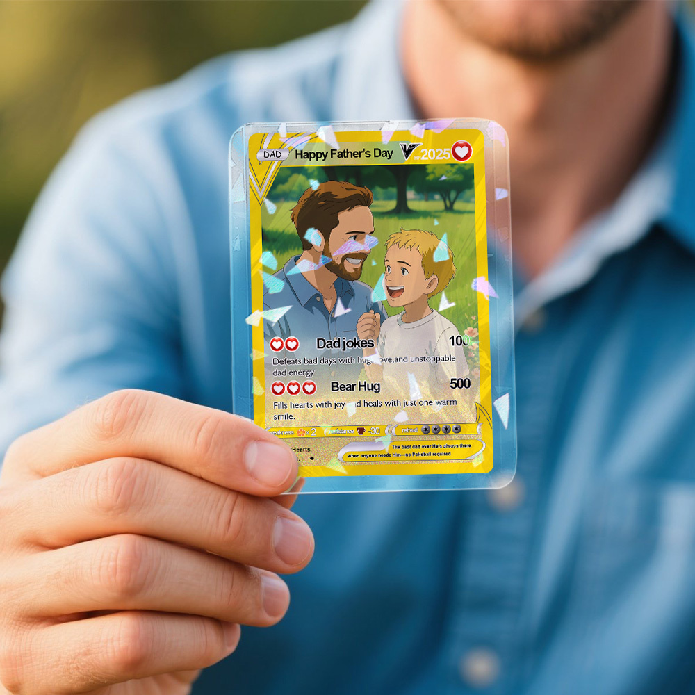 Personalisierte Pokemon Karte Cartoon Foto Vatertagskarte Benutzerdefinierter Text Und Foto Poke Karte Geschenk Für Papa Poke Geschenk - meinemondlampe