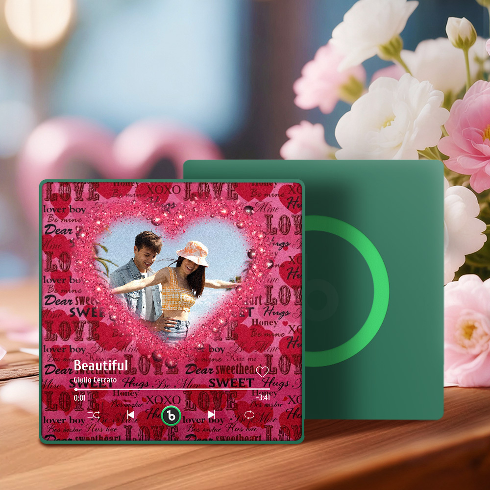 Kühlschrankmagnet Mit Individuellen Fotos Und Musikmotiven Zum Valentinstag – Personalisiertes Geschenk Für Paare - meinemondlampe