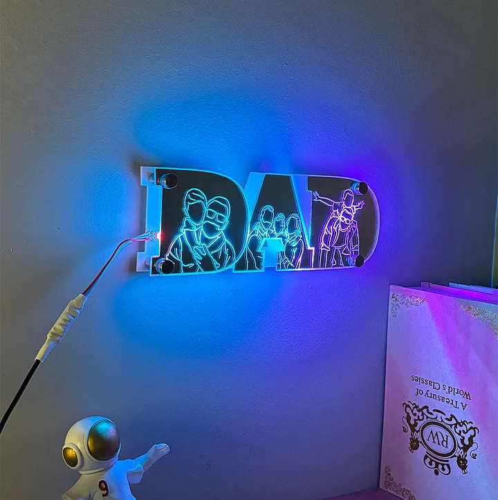 Vatertagsgeschenk Personalisierte Bildgravur Studio Spiegellampe - meinemondlampe