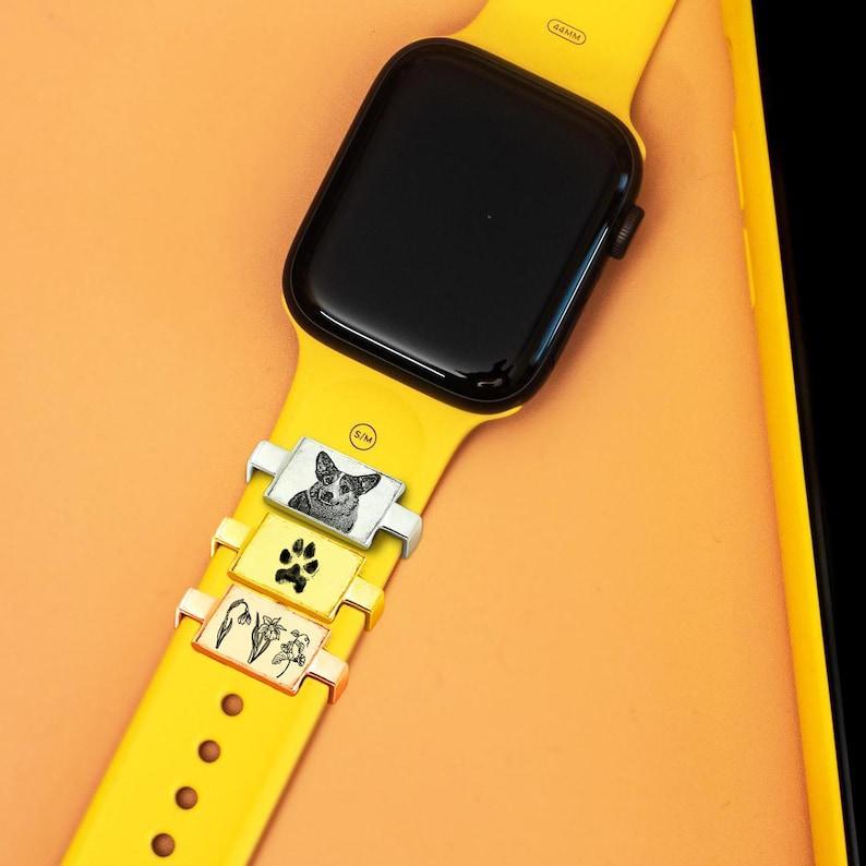 Personalisierter Uhrenarmband-charm, Personalisierter Foto-smartwatch-charm, Personalisierter Bild-uhrenarmband-charm, Graviertes Smartwatch-accessoire - meinemondlampe