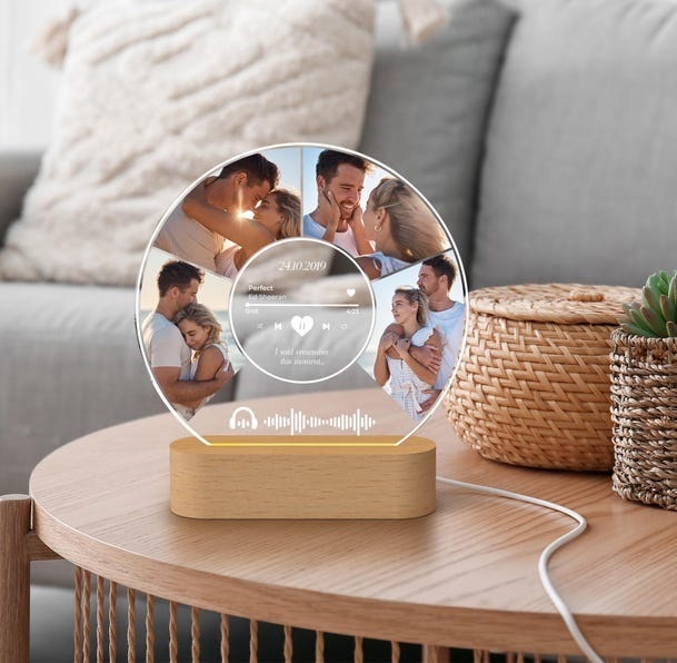 Personalisierte Foto-nachtlicht-plakette, Personalisierte Musik-plakette Mit Fotos, Acryl-musik-plakette, Geschenk Für Musikliebhaber, Geschenk Für Sie - meinemondlampe