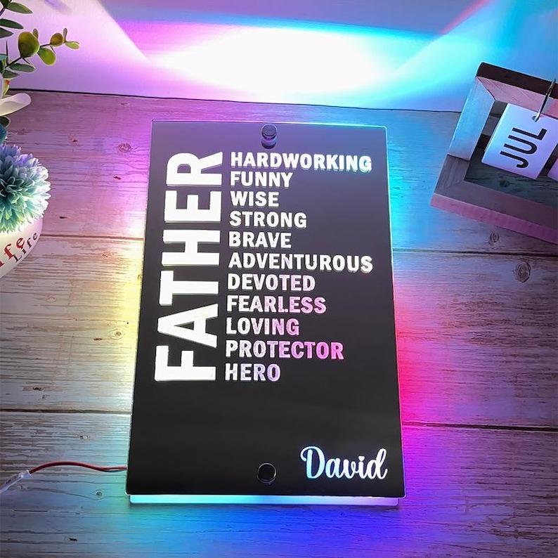 Vatertags-affirmationen Spiegel-nachtlicht Geburtstagsgeschenk Personalisierte Lichtlampe Wanddekoration Led Spiegellicht - meinemondlampe