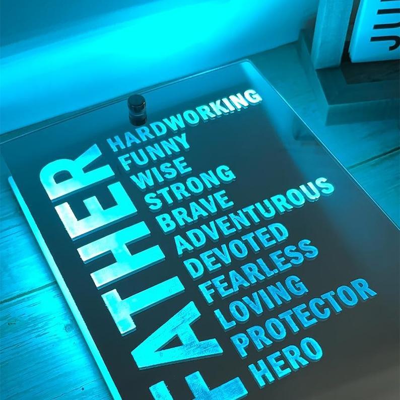 Vatertags-affirmationen Spiegel-nachtlicht Geburtstagsgeschenk Personalisierte Lichtlampe Wanddekoration Led Spiegellicht - meinemondlampe