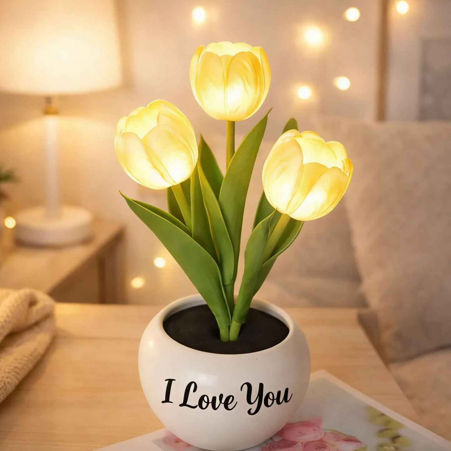 Personalisierte Led-tulpen-nachtlampe Mit 3 Leuchtmodi, Romantische Künstliche Blütenlampe, Einzigartiges Muttertagsgeschenk Für Mama - meinemondlampe