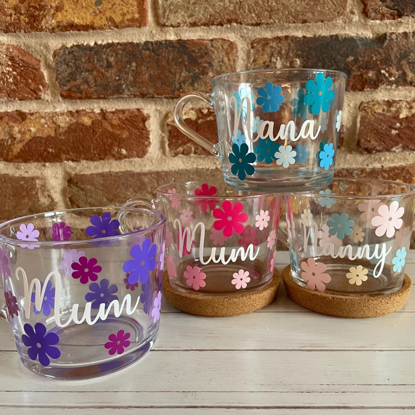 Personalisierte Tasse Zum Muttertag, Geburtstagsgeschenk Für Mama, Oma-tasse, Nana-tasse, Großmutter-tasse, Mama-tasse, Personalisierte Tasse, Glastasse, Glasblumen-tasse - meinemondlampe
