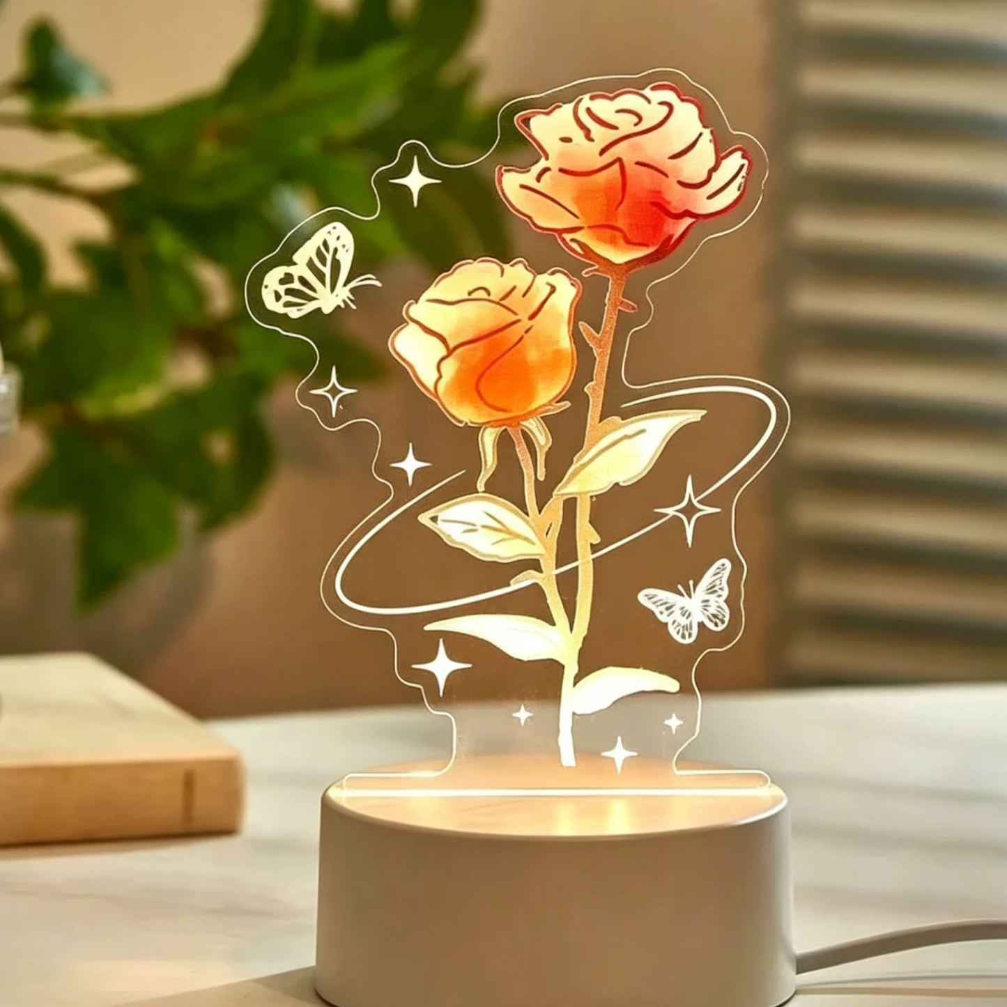 Personalisierte Led-nachtlampe Mit Ewiger Rose, Tulpe Und Maiglöckchen – Individuelle Blumenlampe Als Geschenk Zum Muttertag Für Mama - meinemondlampe
