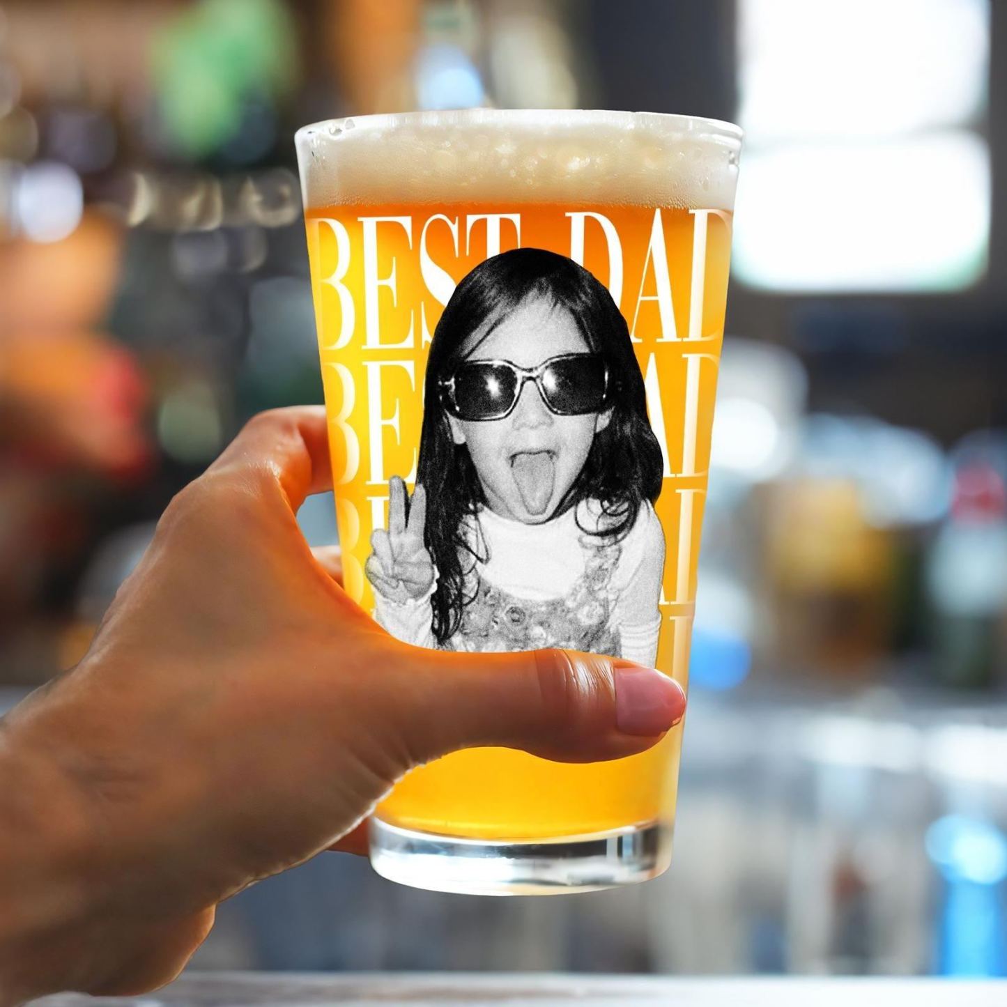 Personalisiertes Foto-Bierglas Für Papa, Vatertagsgeschenk Für Papa, Lustige Papa-Geschenke Mit Kinderfoto, Bestes Papa-Geschenk Aller Zeiten, Papa-Geschenke, Geschenk Für Ehemann - meinemondlampe