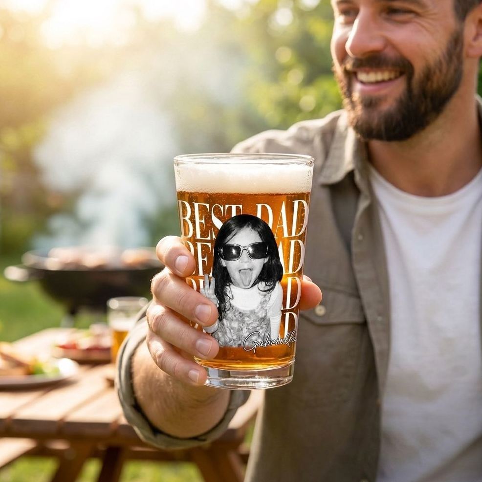 Personalisiertes Foto-Bierglas Für Papa, Vatertagsgeschenk Für Papa, Lustige Papa-Geschenke Mit Kinderfoto, Bestes Papa-Geschenk Aller Zeiten, Papa-Geschenke, Geschenk Für Ehemann - meinemondlampe