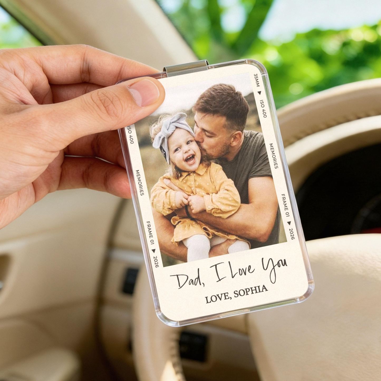 Vatertagsgeschenk Für Papa: Auto-Sonnenblenden-Clip Mit Foto, Sicher Fahren, Papa, Auto-Sonnenblenden-Clip Mit Foto, Geschenk Für - meinemondlampe