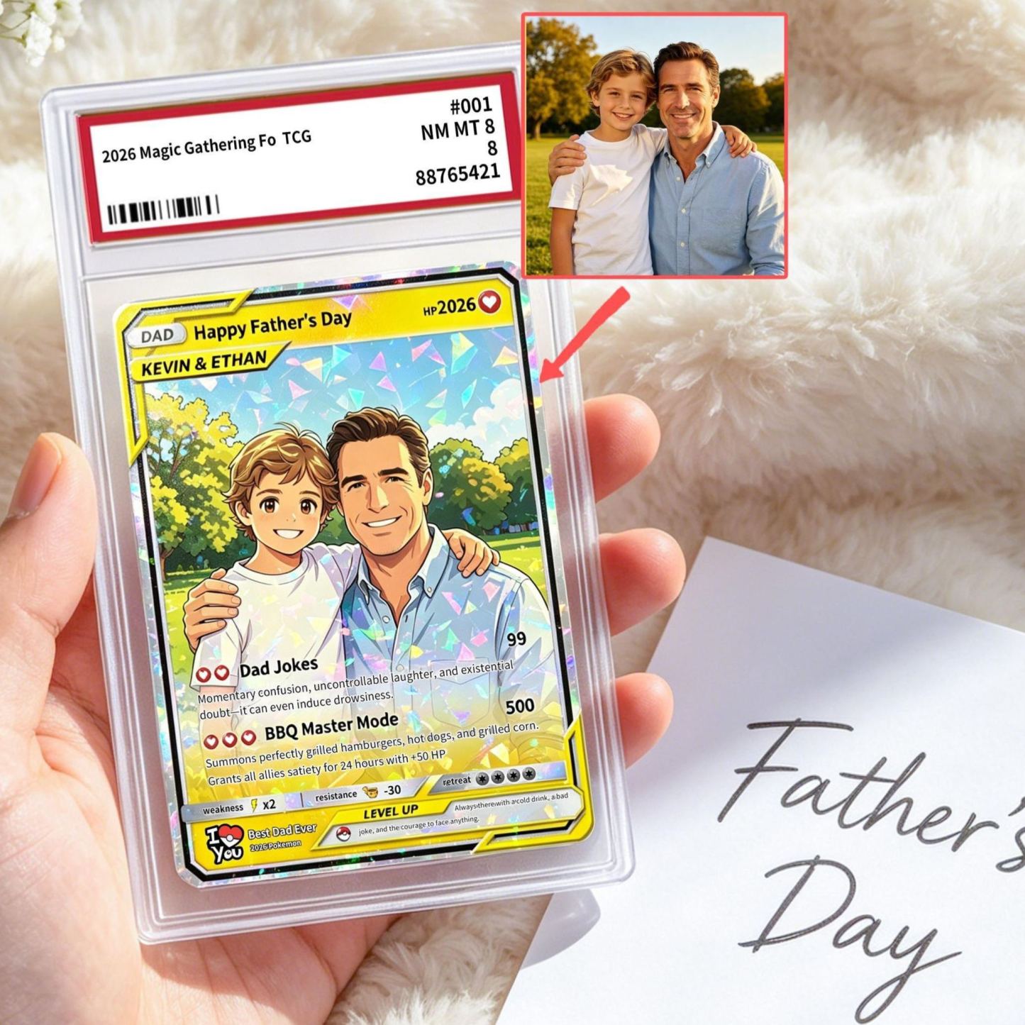 Vatertagskarte, Personalisierte Pokerkarten, Individuelle Foto-zu-Holo-Karte, Vatertagsgeschenke Für Papa - meinemondlampe