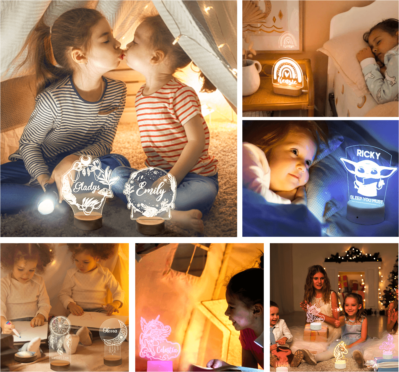 Personalisierte Lampe Nachtlicht Home Sweet Home Housewarminggeschenk Home Sweet Home - meinemondlampe