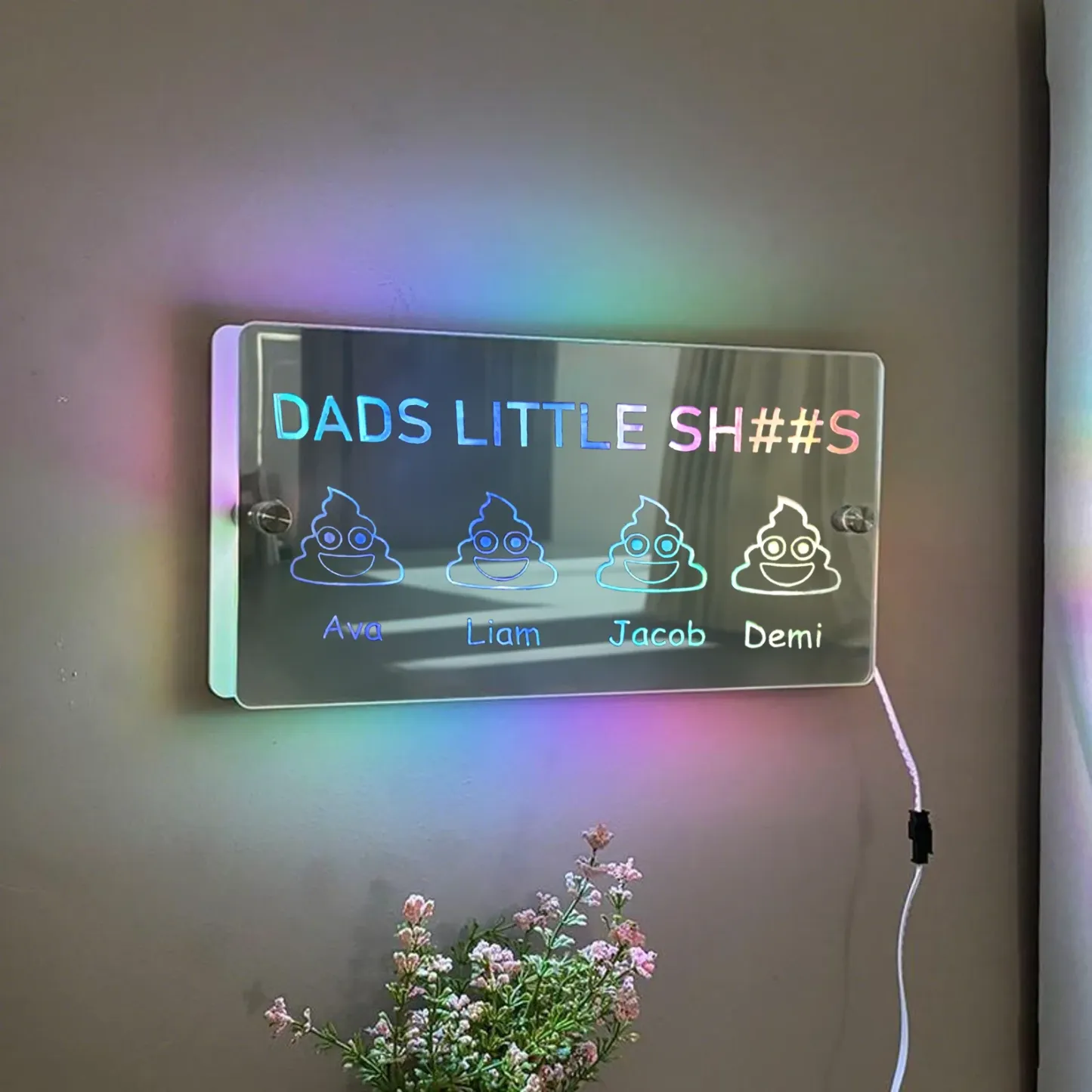 Dads Little Sh##s Personalisiertes Kindernamen-spiegellicht - meinemondlampe