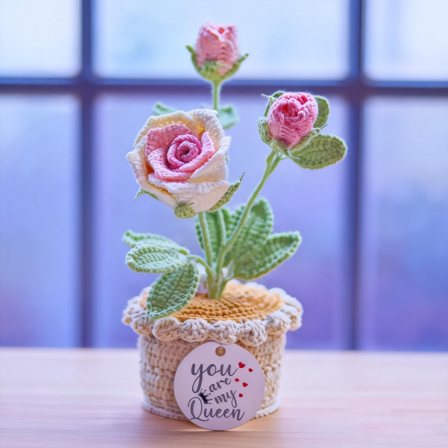 Gehäkelte Rose/Maiglöckchen – Romantisches LED-Nachtlicht, Leuchtende Strickblume Für Sie - meinemondlampe