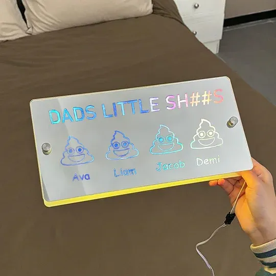 Dads Little Sh##s Personalisiertes Kindernamen-spiegellicht - meinemondlampe