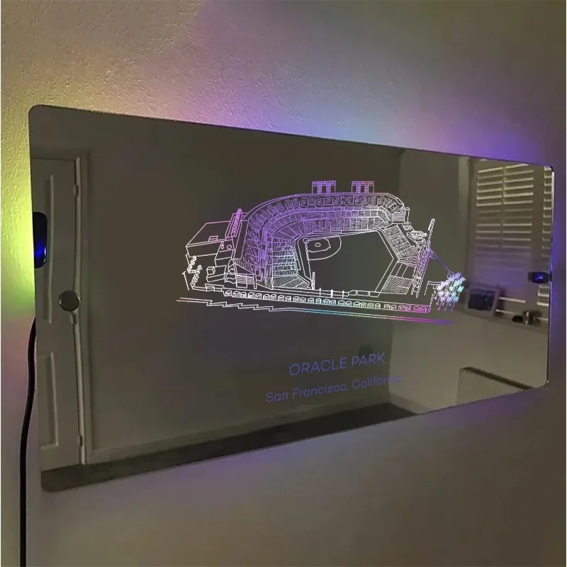 Wrigley Field Stadium Spiegellicht Benutzerdefinierter Slogantext Personalisiertes Geschenk Für Sportliebhaber - meinemondlampe