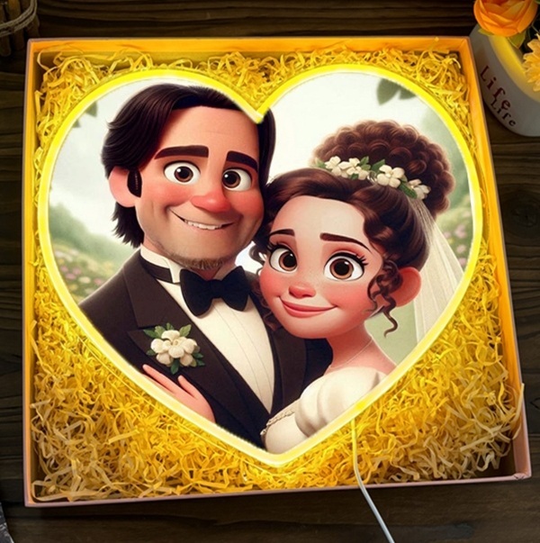 Personalisiertes Cartoon-foto-herz-neon - meinemondlampe