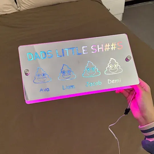 Dads Little Sh##s Personalisiertes Kindernamen-spiegellicht - meinemondlampe