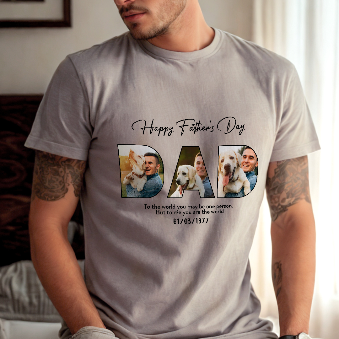 Camiseta Personalizada Foto De Papá Personalizada Regalo Del Día Del Padre Para Él - santacalcetines