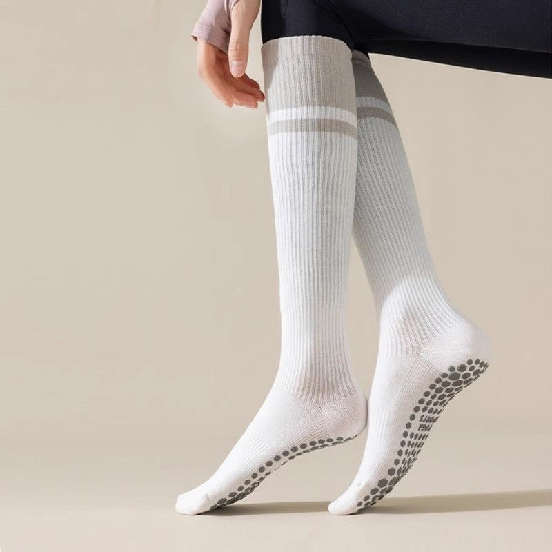 Calcetines De Agarre De Yoga A Media Pantorrilla Para Mujer, Calcetines De Agarre De Pilates De Silicona Antideslizantes, Calcetines De Agarre Antideslizantes Profesionales, Calcetines Deportivos De Piso De Fitness Para Adultos De Otoño E Invierno - santacalcetines