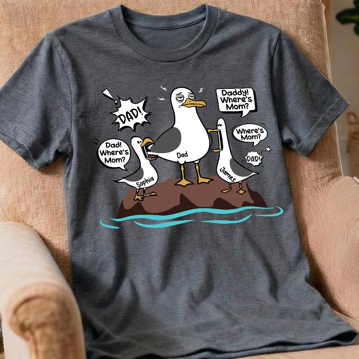¡Papá Gaviota! ¡Papá! ¡Papá! Nombre Personalizado Del Niño - Camisa Personalizada - Regalo Divertido Del Día Del Padre Para Papá, Esposo - santacalcetines