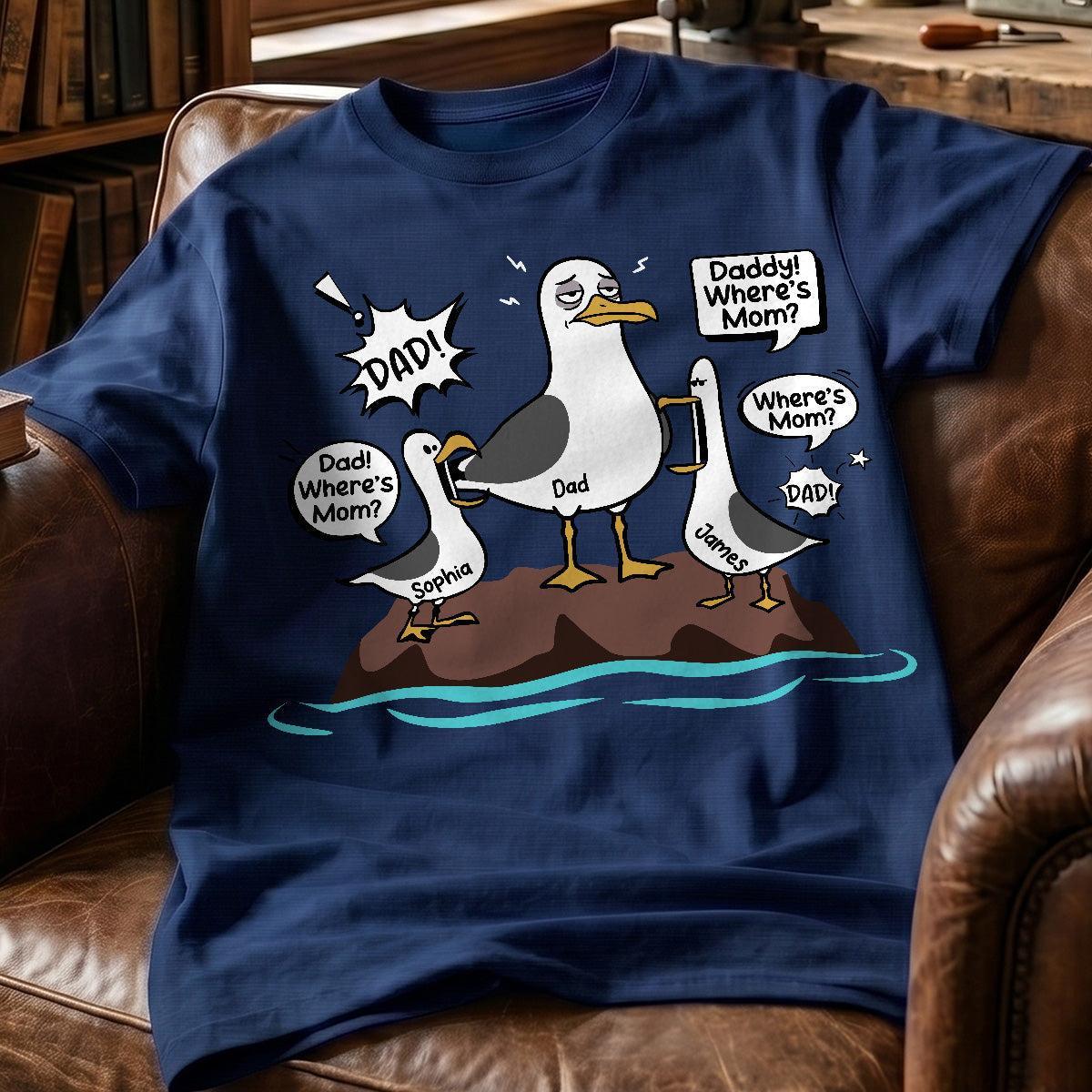 ¡Papá Gaviota! ¡Papá! ¡Papá! Nombre Personalizado Del Niño - Camisa Personalizada - Regalo Divertido Del Día Del Padre Para Papá, Esposo - santacalcetines