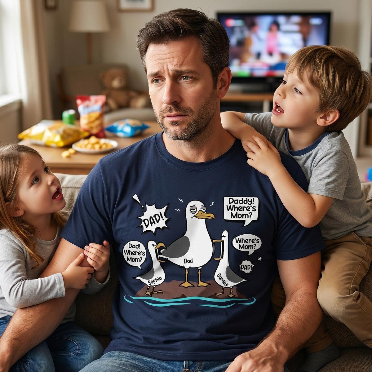 ¡Papá Gaviota! ¡Papá! ¡Papá! Nombre Personalizado Del Niño - Camisa Personalizada - Regalo Divertido Del Día Del Padre Para Papá, Esposo - santacalcetines