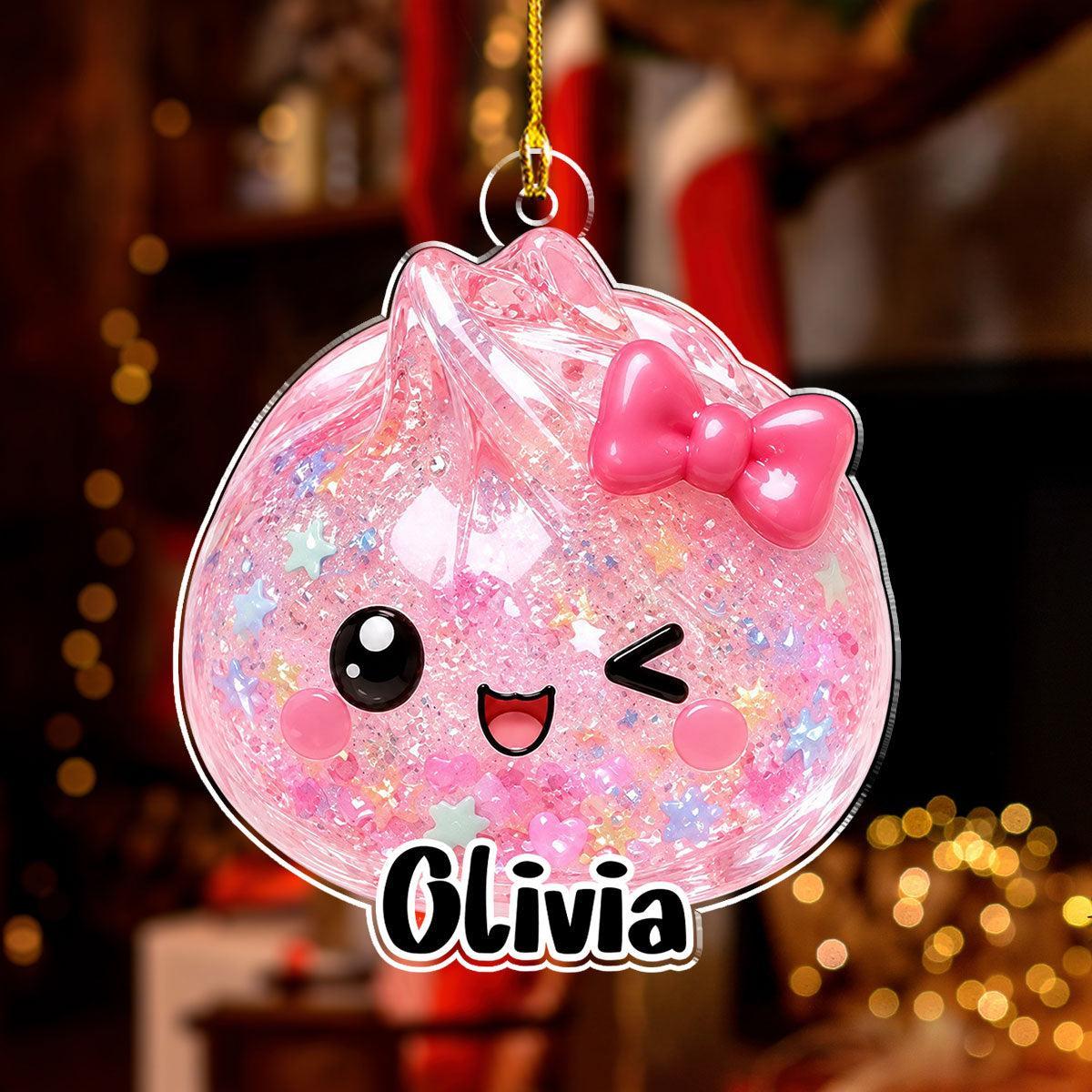 Regalo Lindo Personalizado Para Niños Adorno Navideño Blando Con Bolas De Masa Hervida • Bolas De Masa Hervida Lindas - Adorno Acrílico Personalizado - santacalcetines