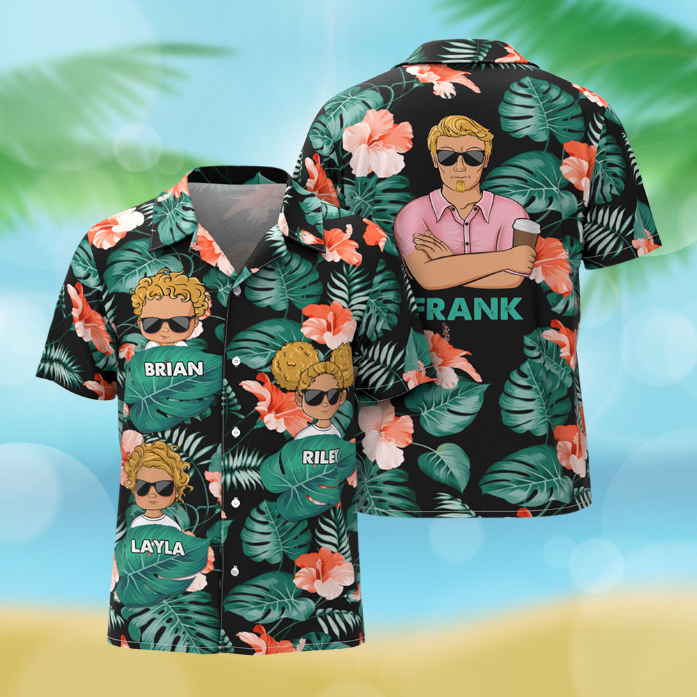 Camisa Hawaiana Personalizada Con Dibujos Animados, El Mejor Papá Del Mundo, Regalo De Cumpleaños Para Papá, Abuelo, Camisa Hawaiana Con Nombre Personalizado. - santacalcetines