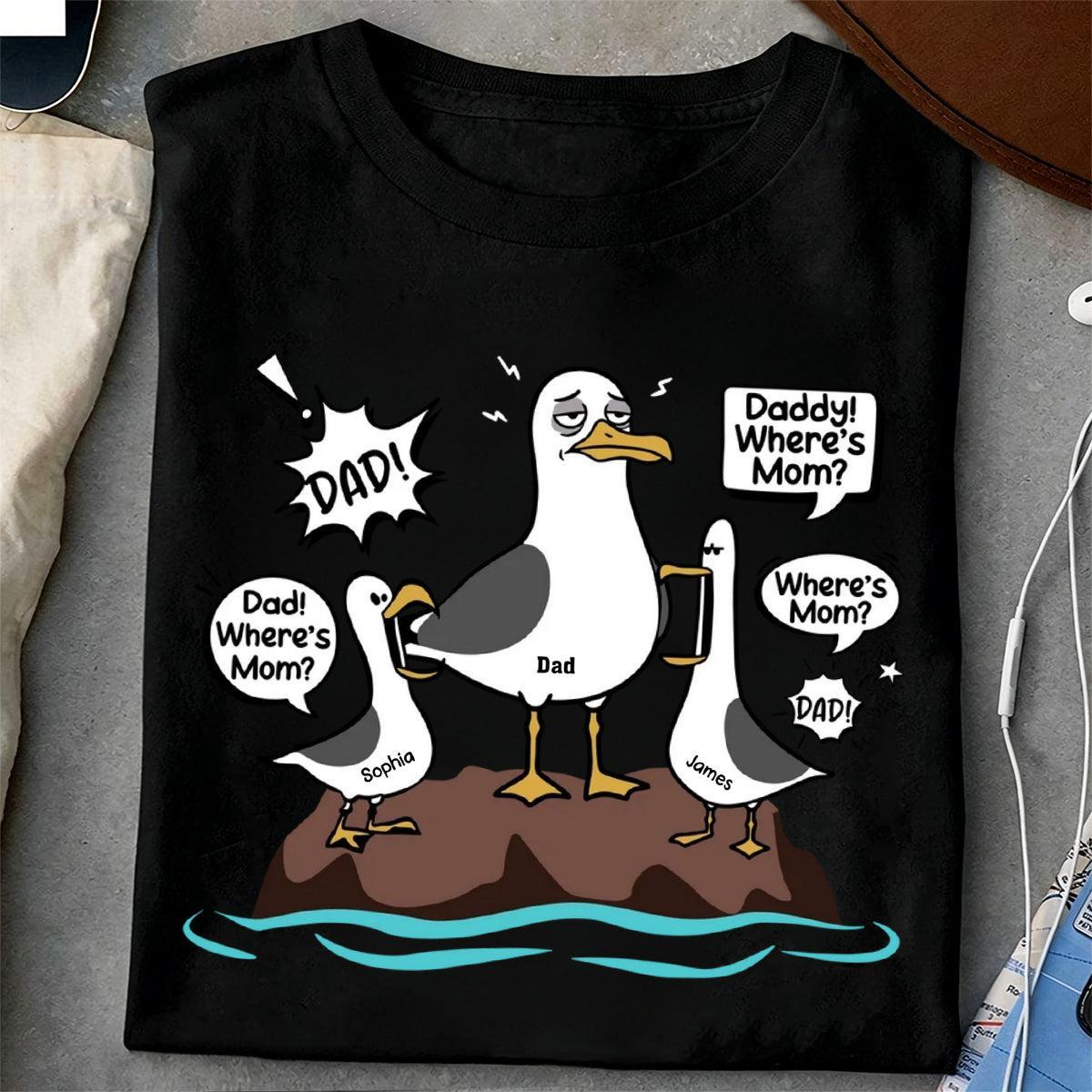 ¡Papá Gaviota! ¡Papá! ¡Papá! Nombre Personalizado Del Niño - Camisa Personalizada - Regalo Divertido Del Día Del Padre Para Papá, Esposo - santacalcetines