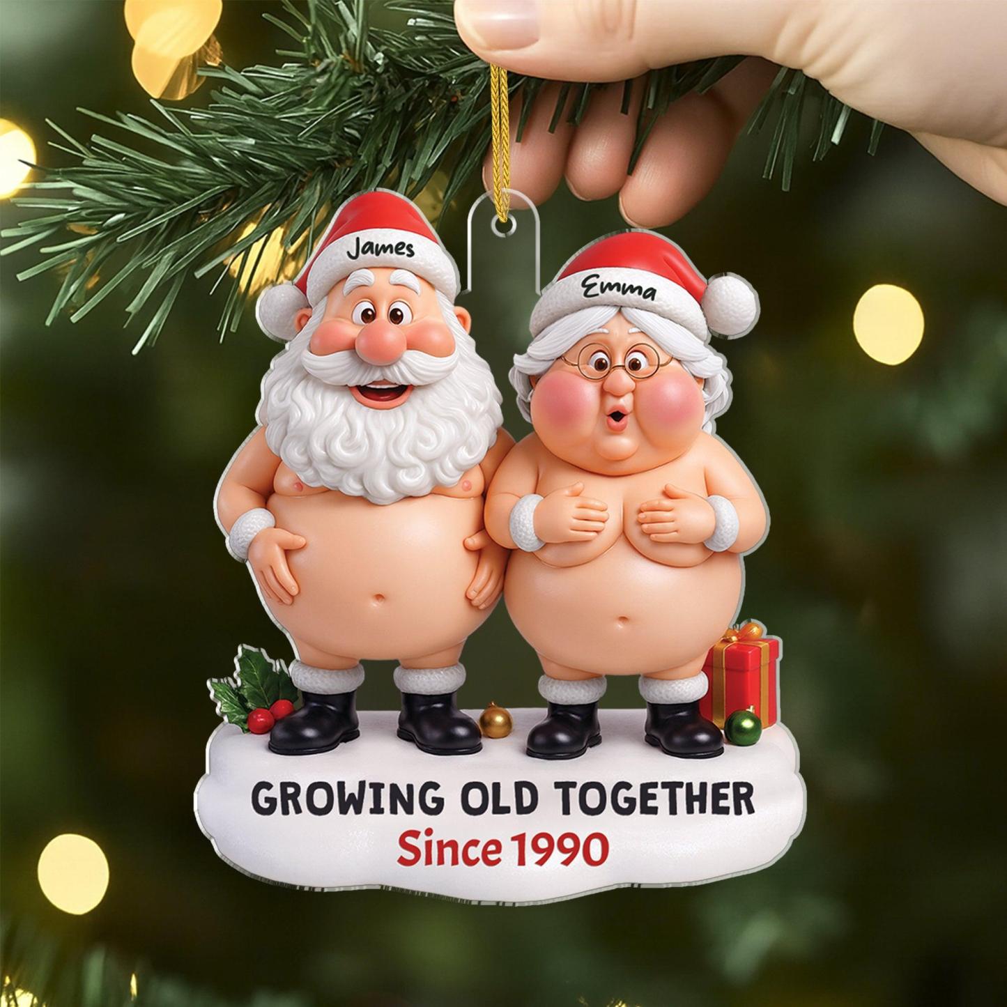 [Efecto De Impresión 3D] Adornos Acrílicos Personalizados: Divertidos Regalos De Navidad Para Parejas - santacalcetines