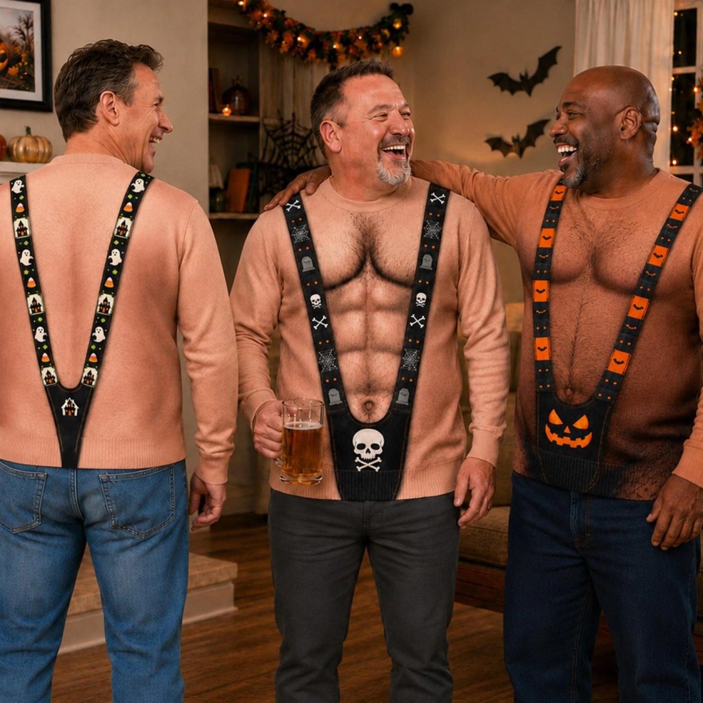Sudadera Fea Y Divertida Personalizada - Regalos De Cumpleaños De Halloween Personalizados Para Esposo, Hijo, Nieto, Hermano, Abuelo, Papá, Usted Mismo - Mankini Espeluznante En Pantalla Completa - santacalcetines