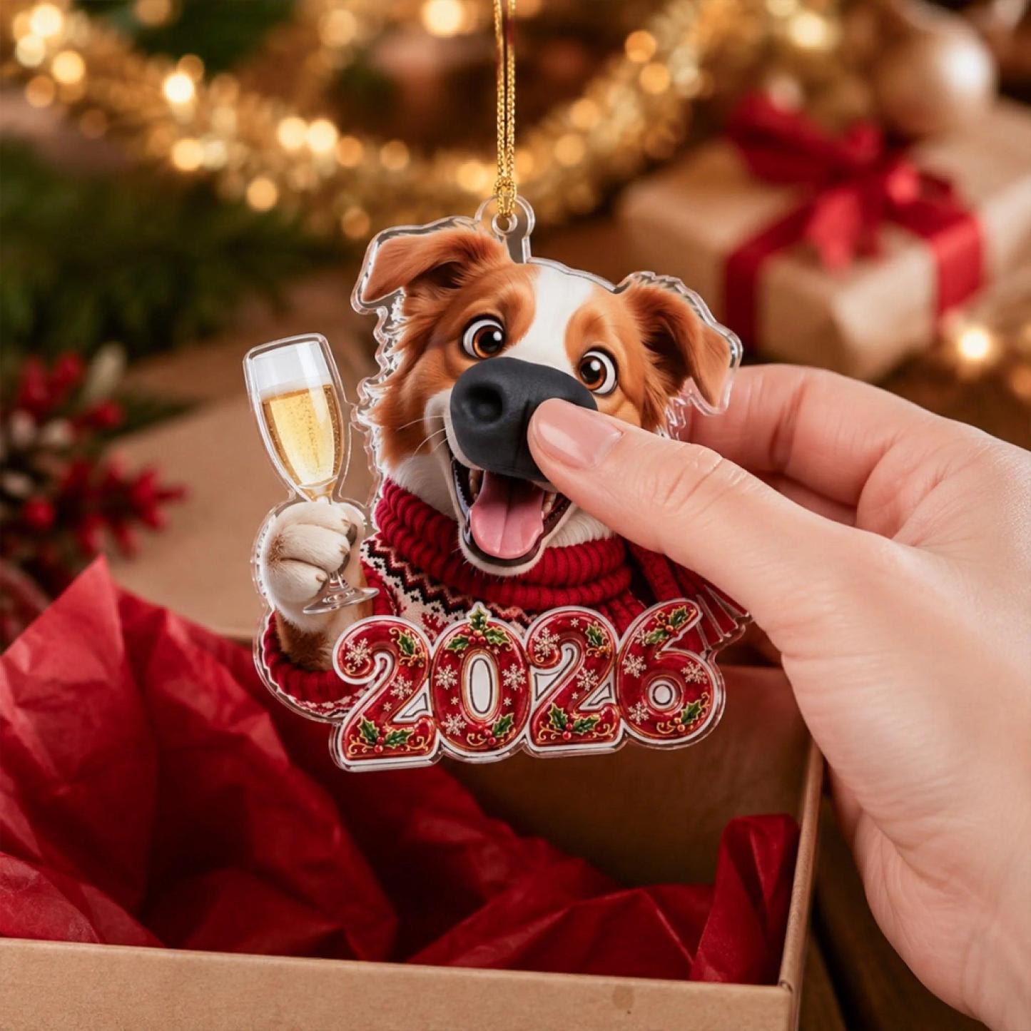 Decoración Navideña Personalizada, Regalos De Cumpleaños Para El Hogar Para Amantes De Los Perros • Cheers And Boops - Adorno Blando De Nariz Personalizado - santacalcetines