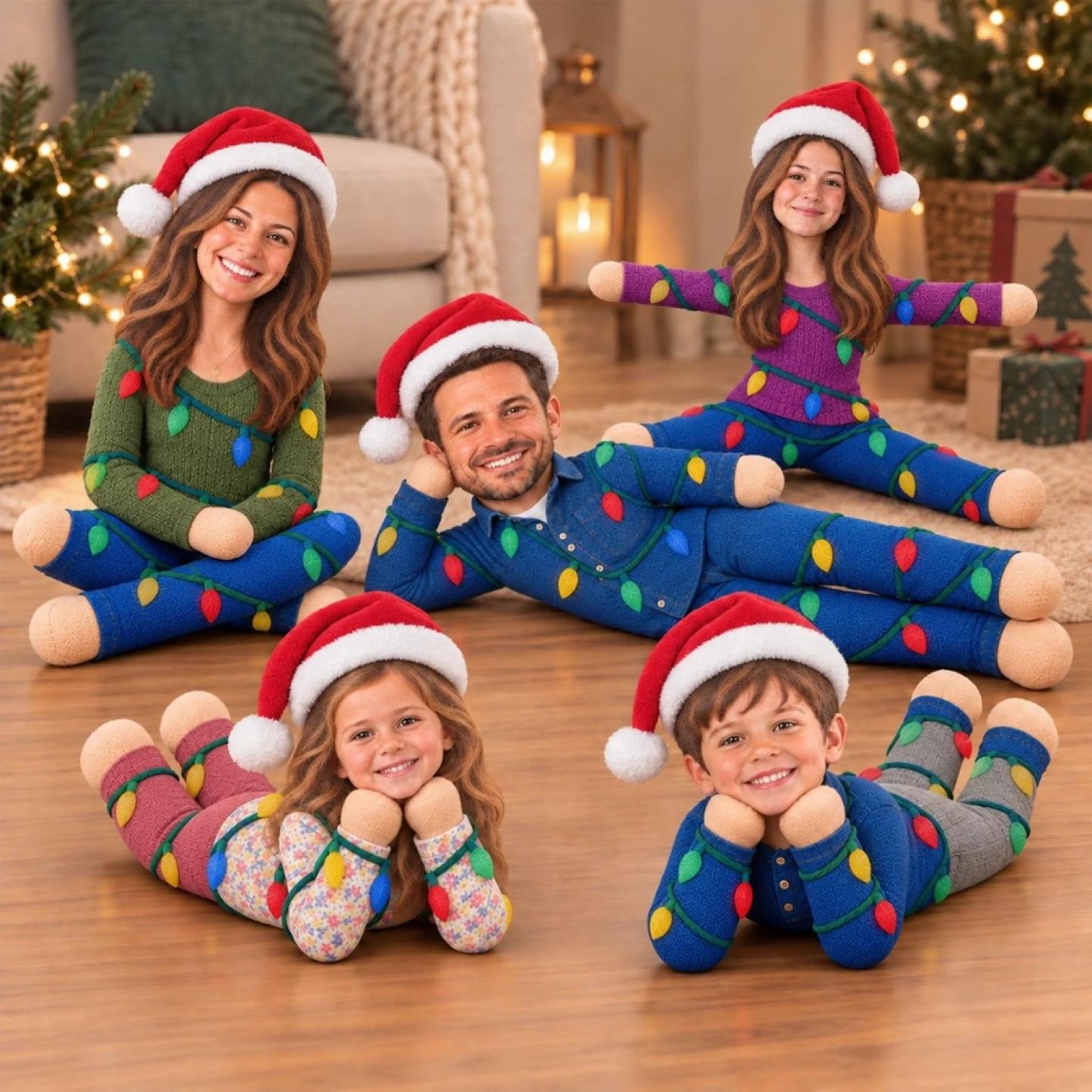 Foto Personalizada Luz De Navidad Muñeca Poseable Regalos Navideños Para Hermanas, Compañeros De Trabajo Y Familiares - Muñeca De Felpa Poseable Personalizada - santacalcetines