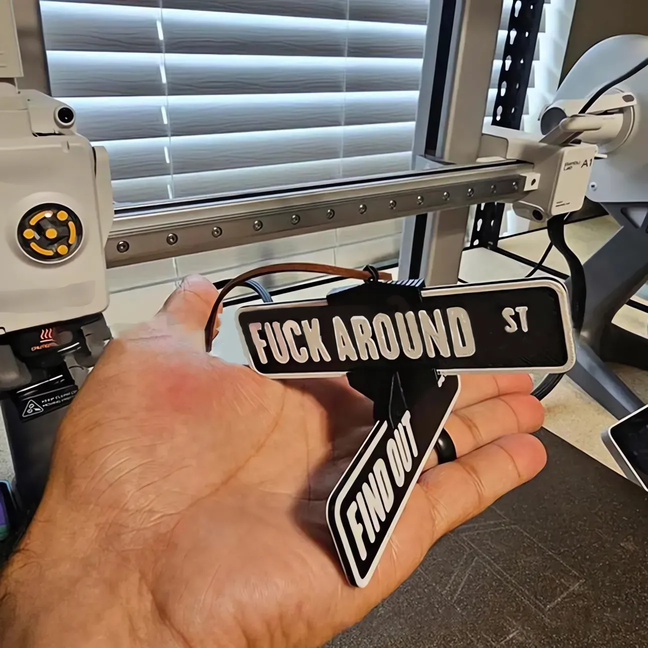 Letrero De Advertencia De Calle Impreso En 3d Con Texto 'fuck Around And Find Out' - santacalcetines