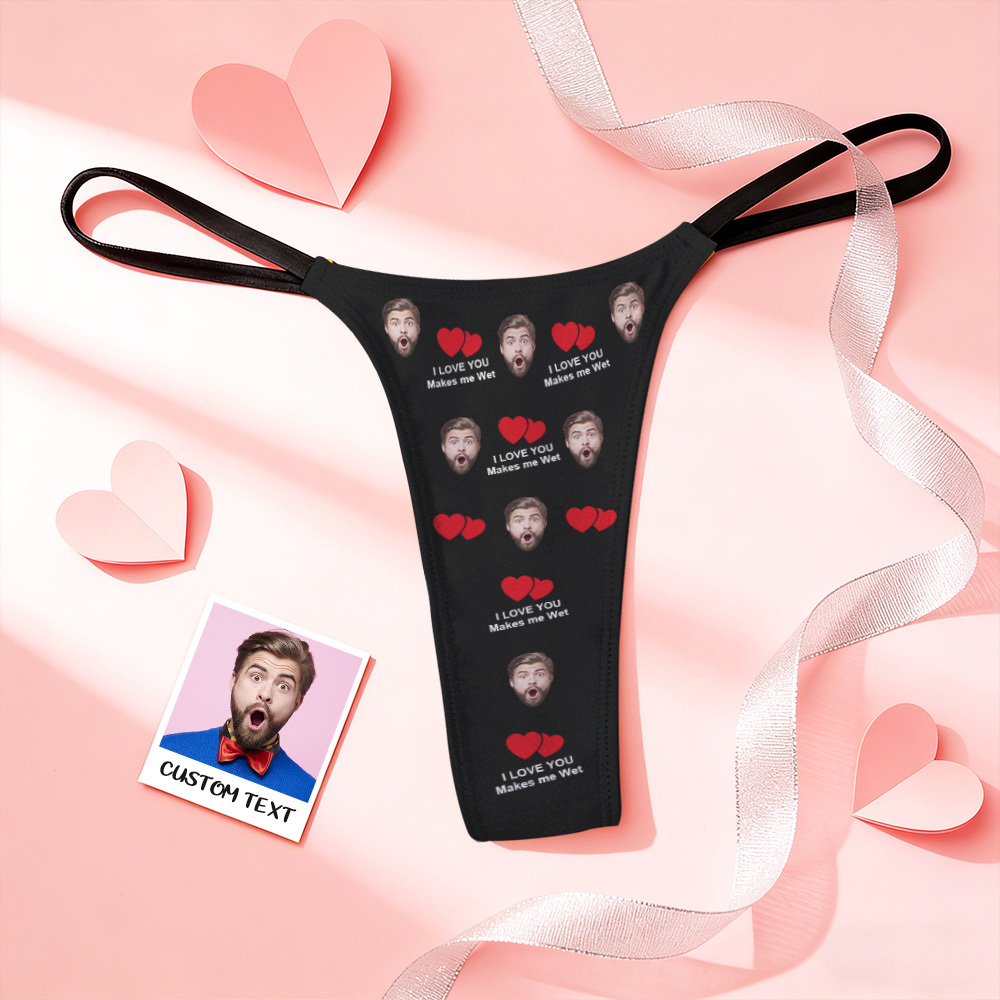 Tangas Personalizadas Con Foto De Cara Para San Valentín, Ropa Interior Divertida, Tanga Con Texto 'bésame, Amor'. - santacalcetines