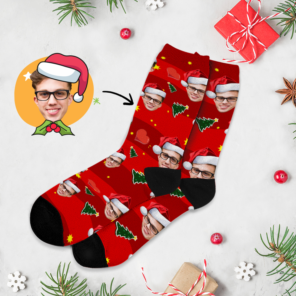 Calcetines Navideños Calcetines Personalizados Con Foto De Cara Completa Diseño Personalizado Divertido Y Personalizado La Mejor Idea De Regalo Para Navidad Multicolor