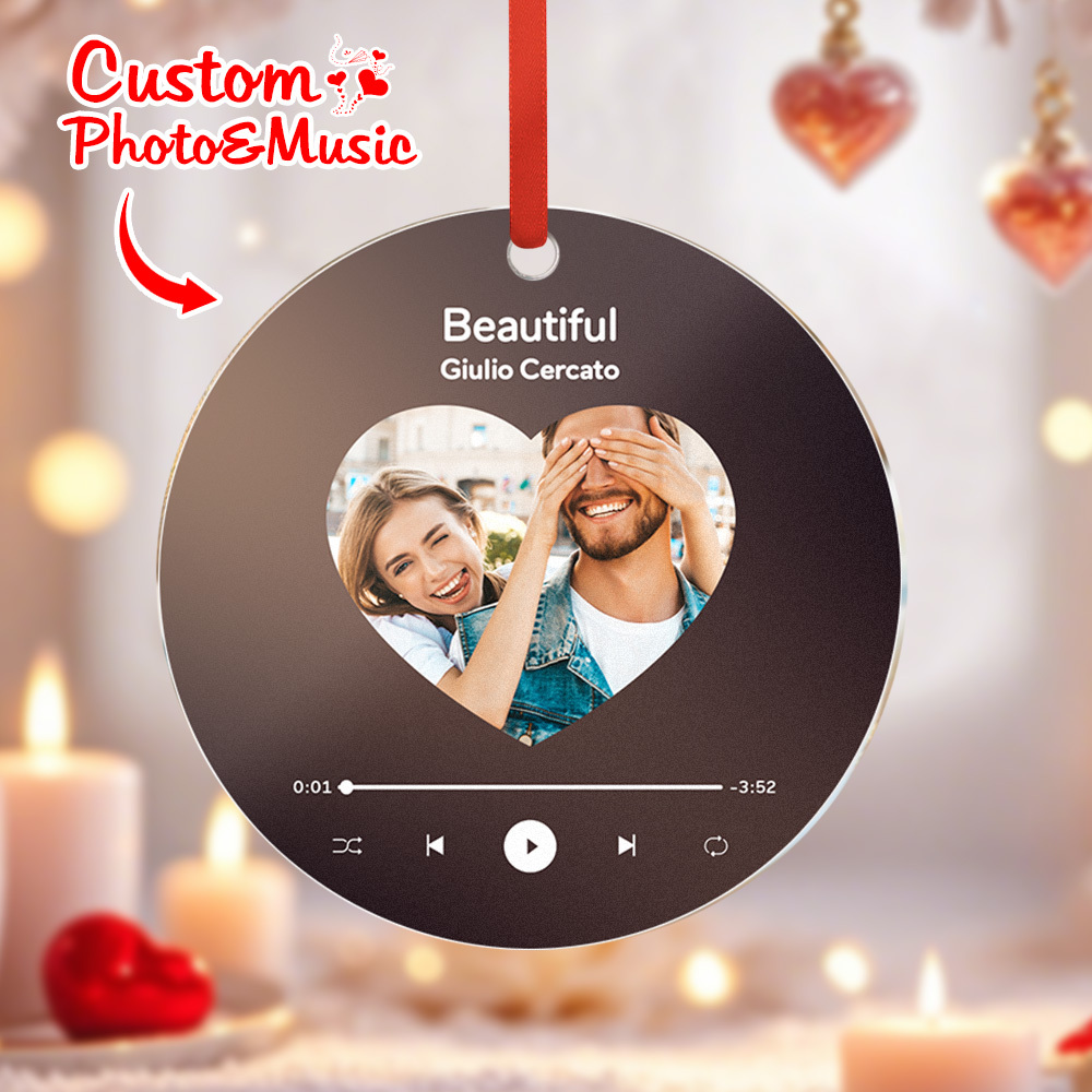 Adornos Personalizados Con Música Y Fotografías Regalos De San Valentín Para Parejas - santacalcetines