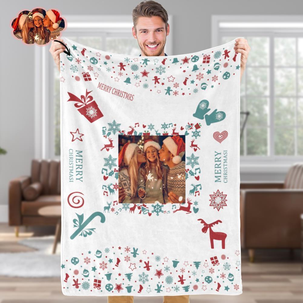 Custom Blanket Personalized Photo Blanket Christmas Gift For Family - Merry Christmas