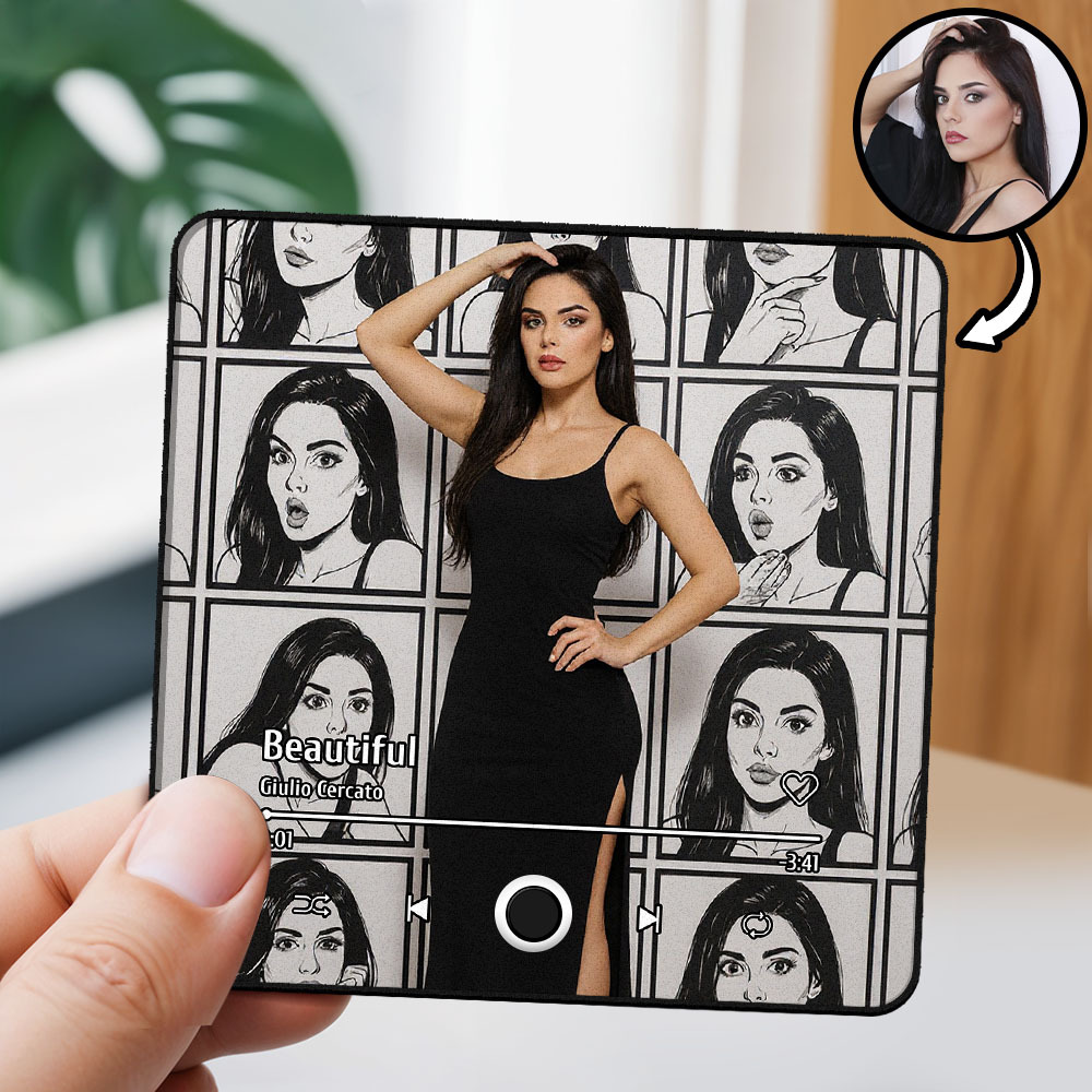 Imán Para Nevera Con Foto De Dibujos Animados Personalizado. Música Que Se Puede Reproducir Sin Teléfono Móvil. Póster De Dibujos Animados Con Música. Imán Para Nevera. - santacalcetines