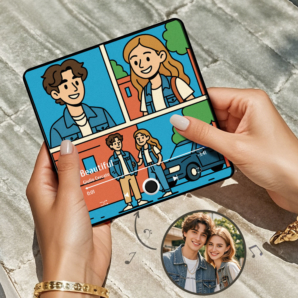 Imán Para Nevera Con Foto De Dibujos Animados Personalizado. Música Que Se Puede Reproducir Sin Teléfono Móvil. Póster De Dibujos Animados Con Música. Imán Para Nevera. - santacalcetines