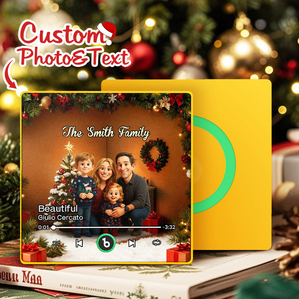 Regalos Personalizados Con Fotos Familiares, Imán De Nevera Con Música De Dibujos Animados - santacalcetines