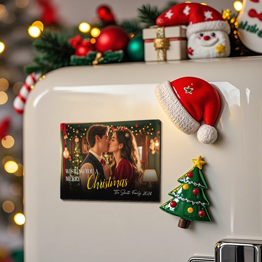 Imán De Nevera De Navidad Con Foto Imanes De Tarjetas De Navidad Regalo De Navidad Único Personalizado Foto Imanes De Nevera Regalo De Navidad Para Ella Él - santacalcetines