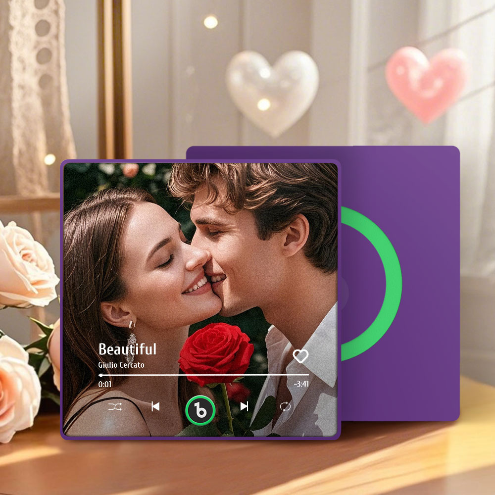 Imán De Nevera Con Música De Color Morado Y Amatista Personalizado, Nuevo Adhesivo De Pared Con Foto Musical De Actualización 4.0 Que Reproduce Música Sin Teléfono Móvil, Varios Estilos, Regalos Para Parejas