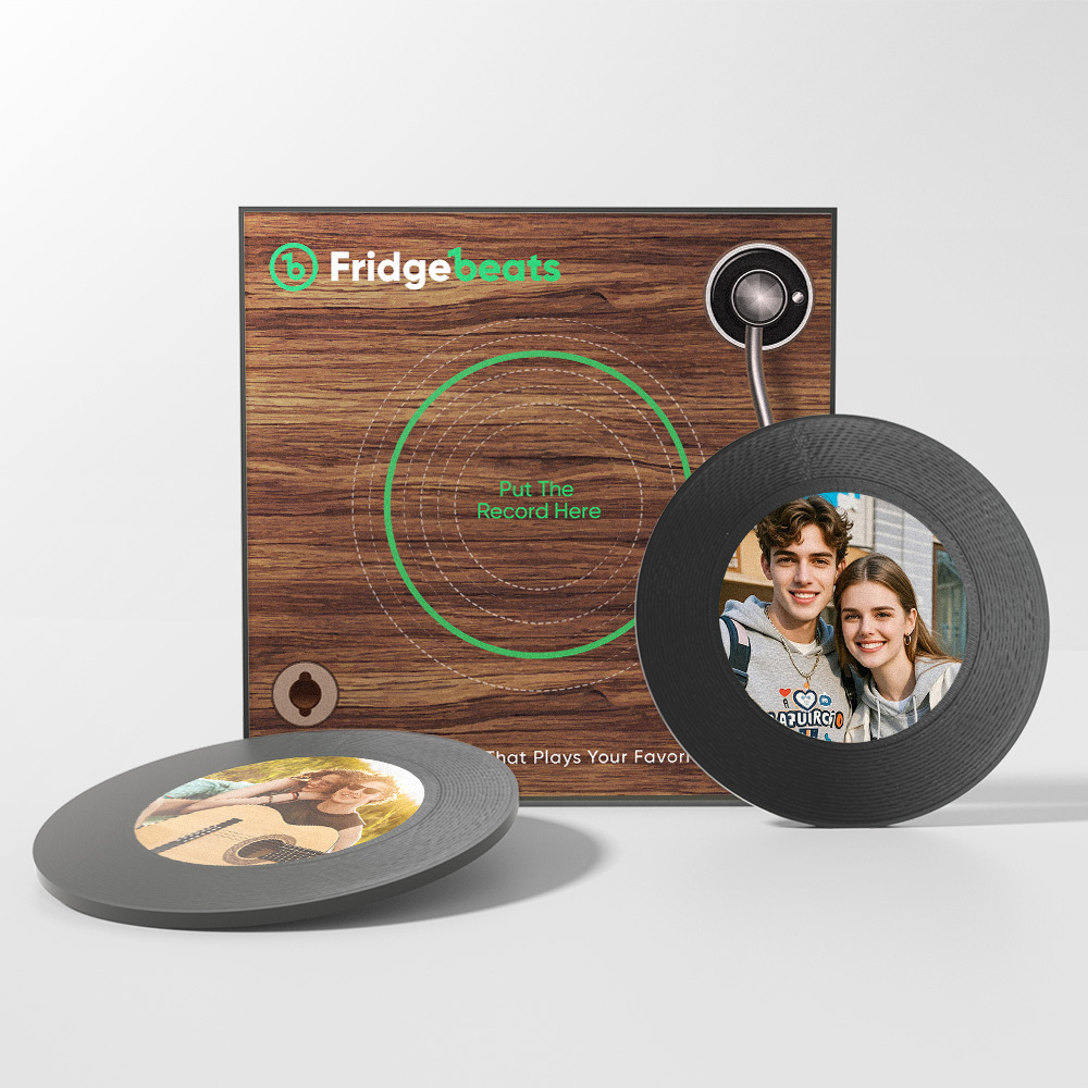 El Imán Personalizado Para Nevera Con Música Y Fotografías Puede Personalizar De 1 A 6 Vinilos Y Canciones - santacalcetines