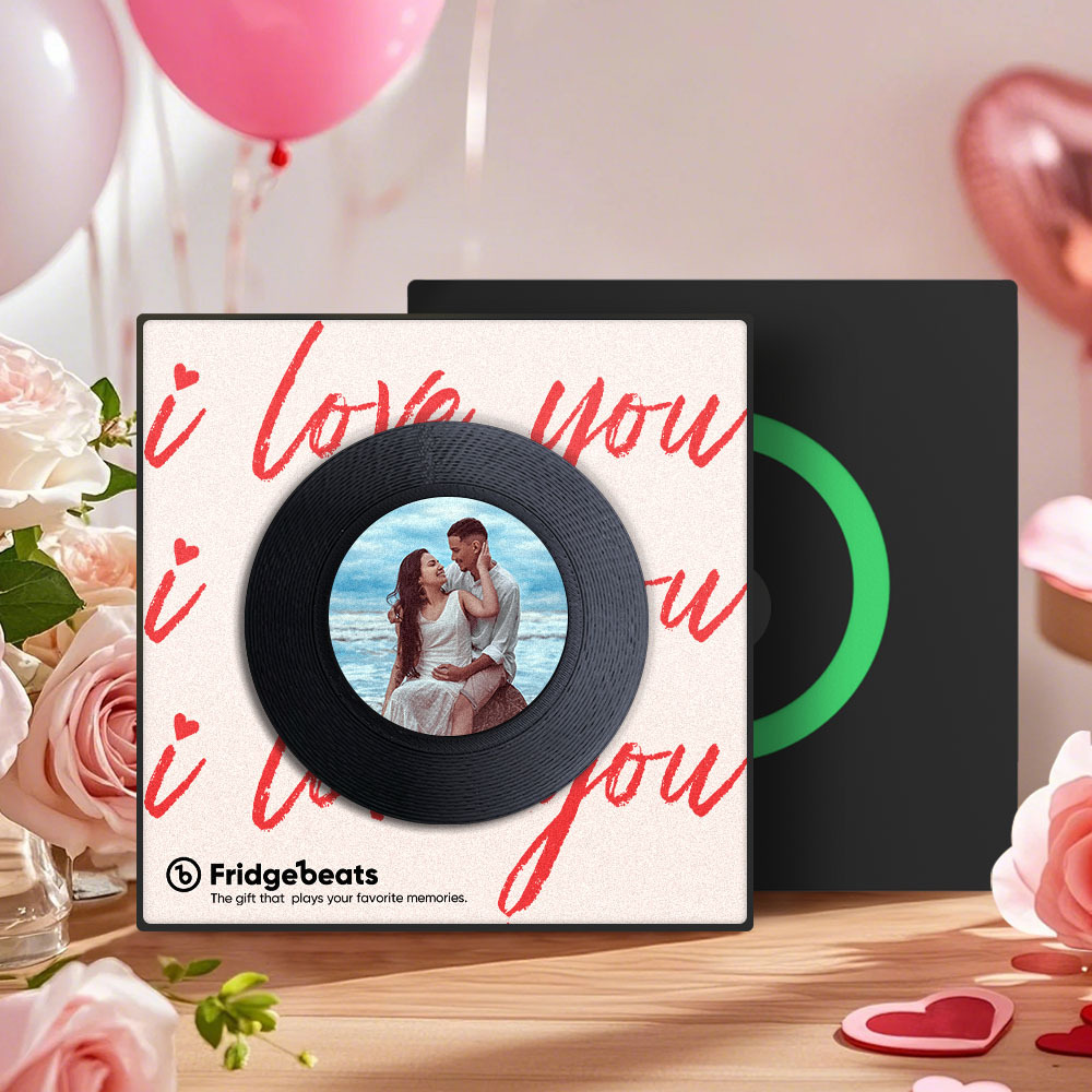 Imán De Nevera Personalizado Con Música Y Fotos. Puede Personalizar Entre 1 Y 6 Vinilos Y Canciones - santacalcetines