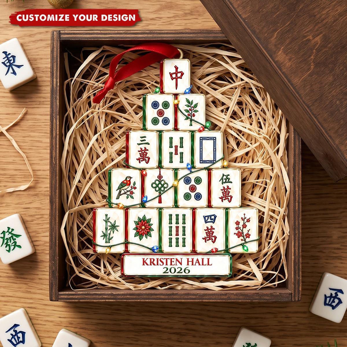 Adorno Navideño Personalizado De Mahjong - Regalo De Jugador De Mahjong - santacalcetines