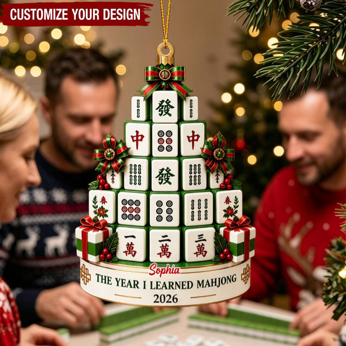 Adorno Acrílico Personalizado Del Año En Que Aprendí Mahjong - Adorno Navideño De Mahjong - santacalcetines